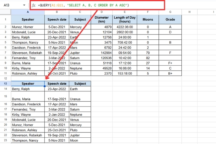 Hàm QUERY trong Google Sheet (9)