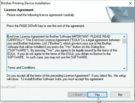 Hộp thoại chọn ngôn ngữ cài đặt driver Brother MFC 7360