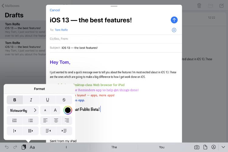Soạn email trong Mail trên iPad 2