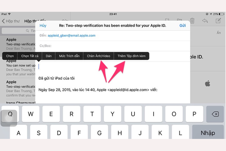 Soạn email trong Mail trên iPad 3