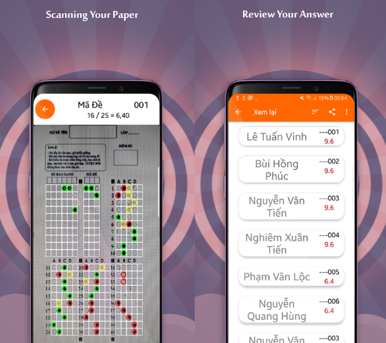 chấm bài bằng ứng dụng TNMaker