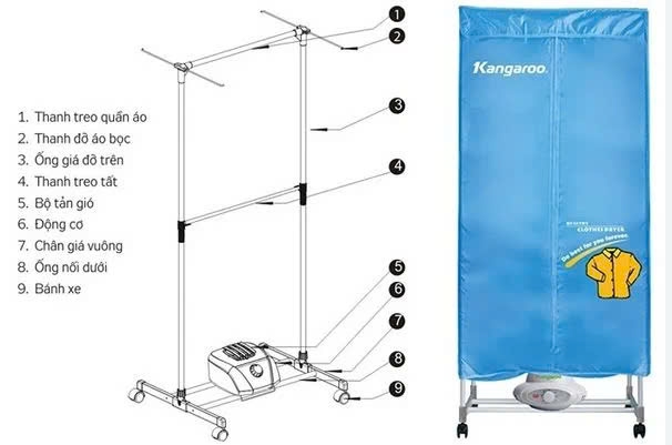 Tủ sấy quần áo Kangaroo - hình ảnh 2
