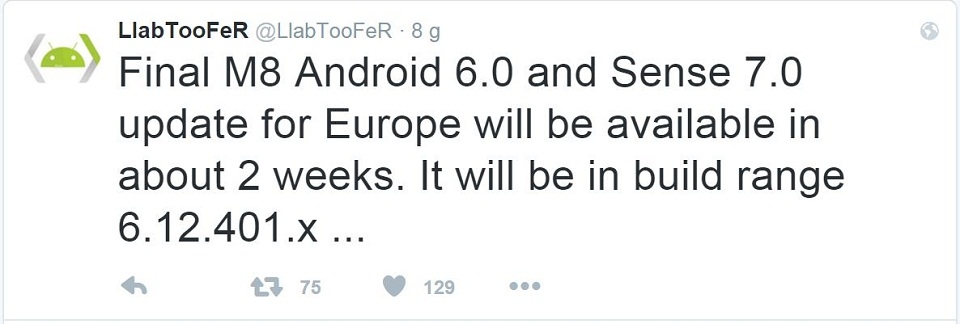HTC One M8 update Android 6.0