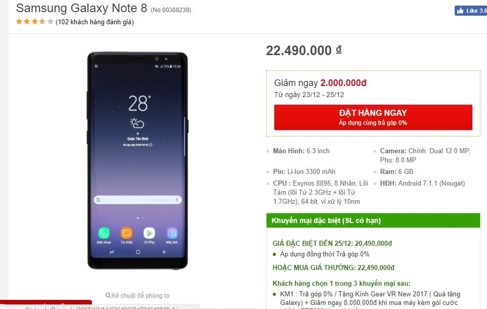 Bộ 3 siêu phẩm Galaxy Note 8, Galaxy S8, S8 Plus đồng loạt giảm giá sốc