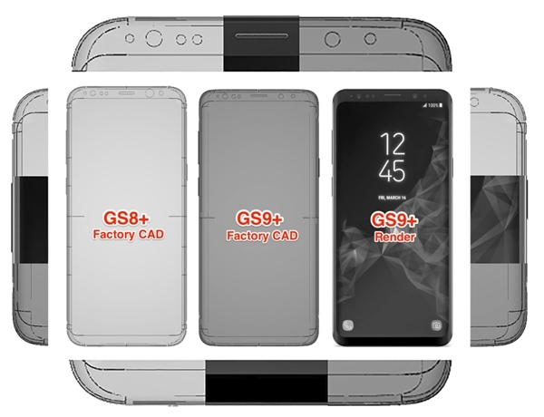 Xuất hiện thêm ảnh CAD của Galaxy S9+ so sánh với Galaxy S8+