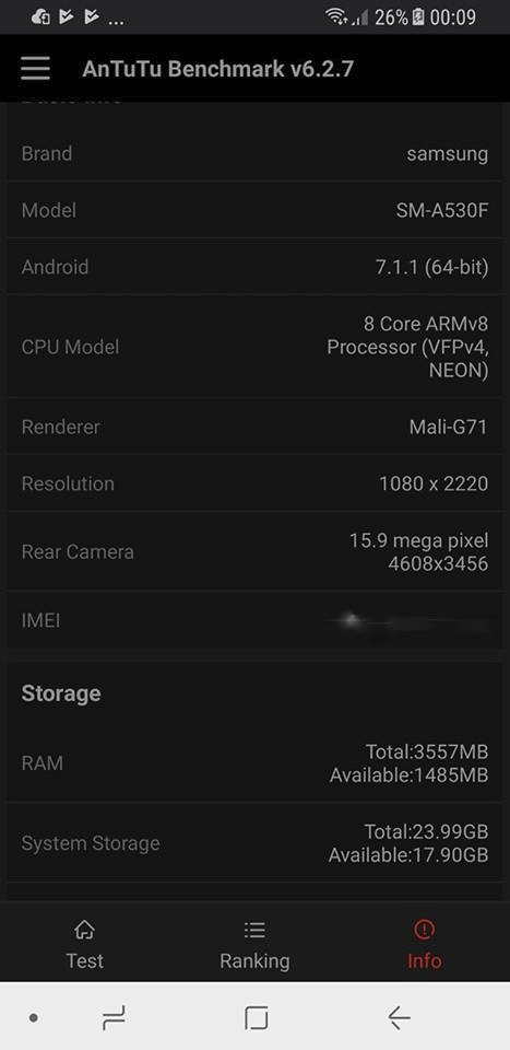 Cấu hình đẩy đủ của Galaxy A8 2018 vừa xuất hiện