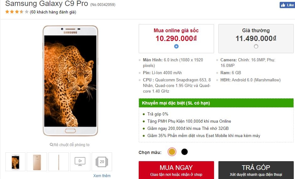 Smartphone màn hình AMOLED 6 inch, camera 16/16 MP, RAM 6GB hạ giá sốc