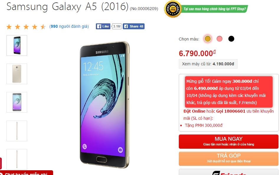 Galaxy A5 2016 sang chảnh đang được giảm giá, bạn biết chưa?