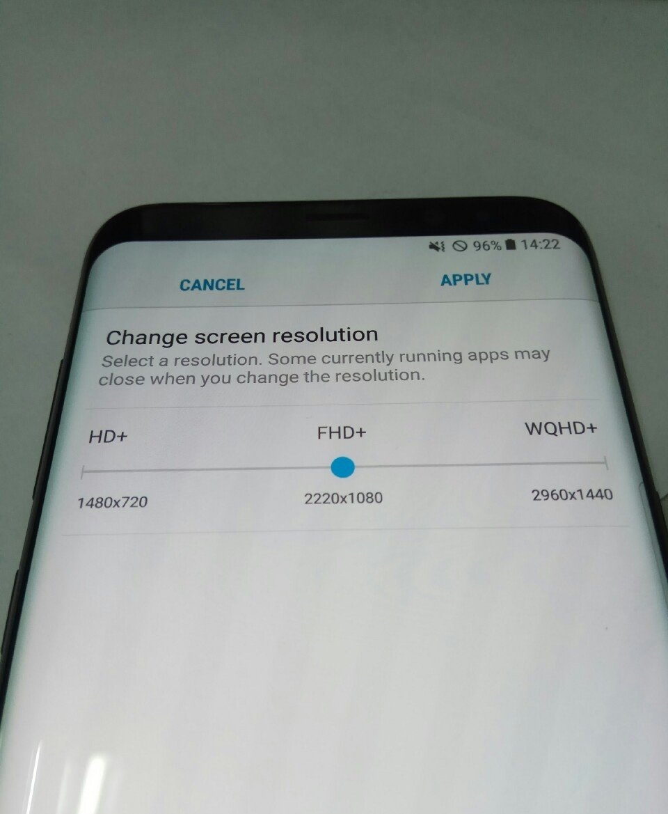 Lộ bằng chứng cho thấy Galaxy S8 có thể thay đổi độ phân giải ở 3 mức khác nhau