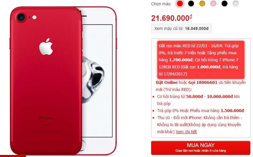 iPhone 7, 7 Plus Red chính thức cho phép đặt hàng trước tại FPT Shop