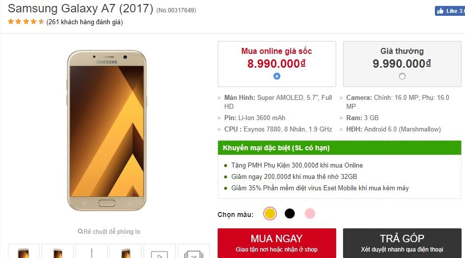 Galaxy A5, A7 2017 thiết kế đẹp, camera 16/16 MP hạ giá thêm lần nữa