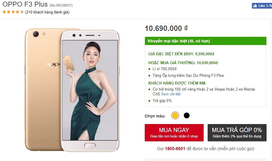 OPPO F3 Plus camera selfie kép bất ngờ giảm giá như chưa bao giờ được giảm