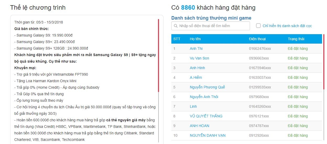 Sau 1 tuần, Galaxy S9 đã đạt gần 9000 lượt đặt hàng tại FPT Shop