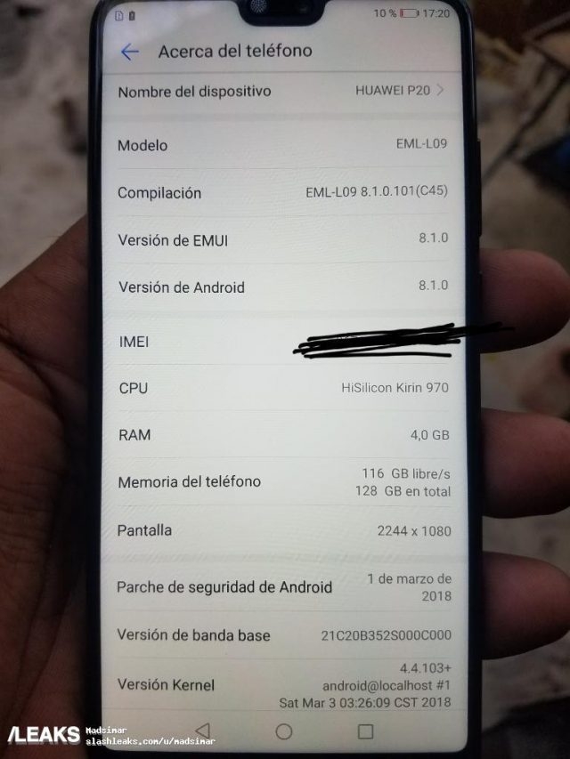 Huawei P20 bất ngờ lộ ảnh thực tế kèm thông số cấu hình chi tiết