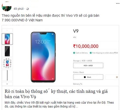 Vivo V9 đẹp như iPhone X bất ngờ lộ giá bán hấp dẫn tại Việt Nam