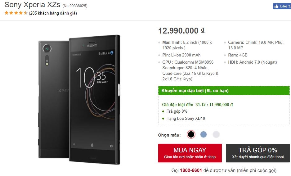 Smartphone cao cấp Xperia XZs, Xperia XA1 Ultra giảm giá mạnh mẽ