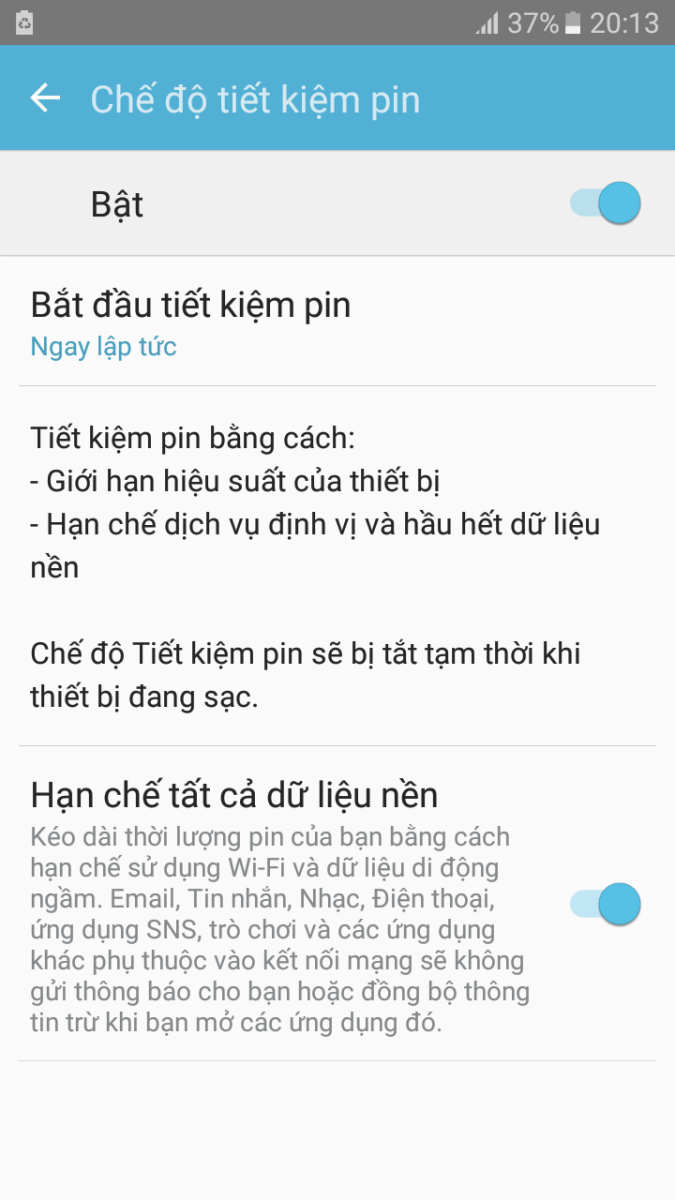 Các cách tiết kiệm pin trên Samsung Galaxy J5 Prime