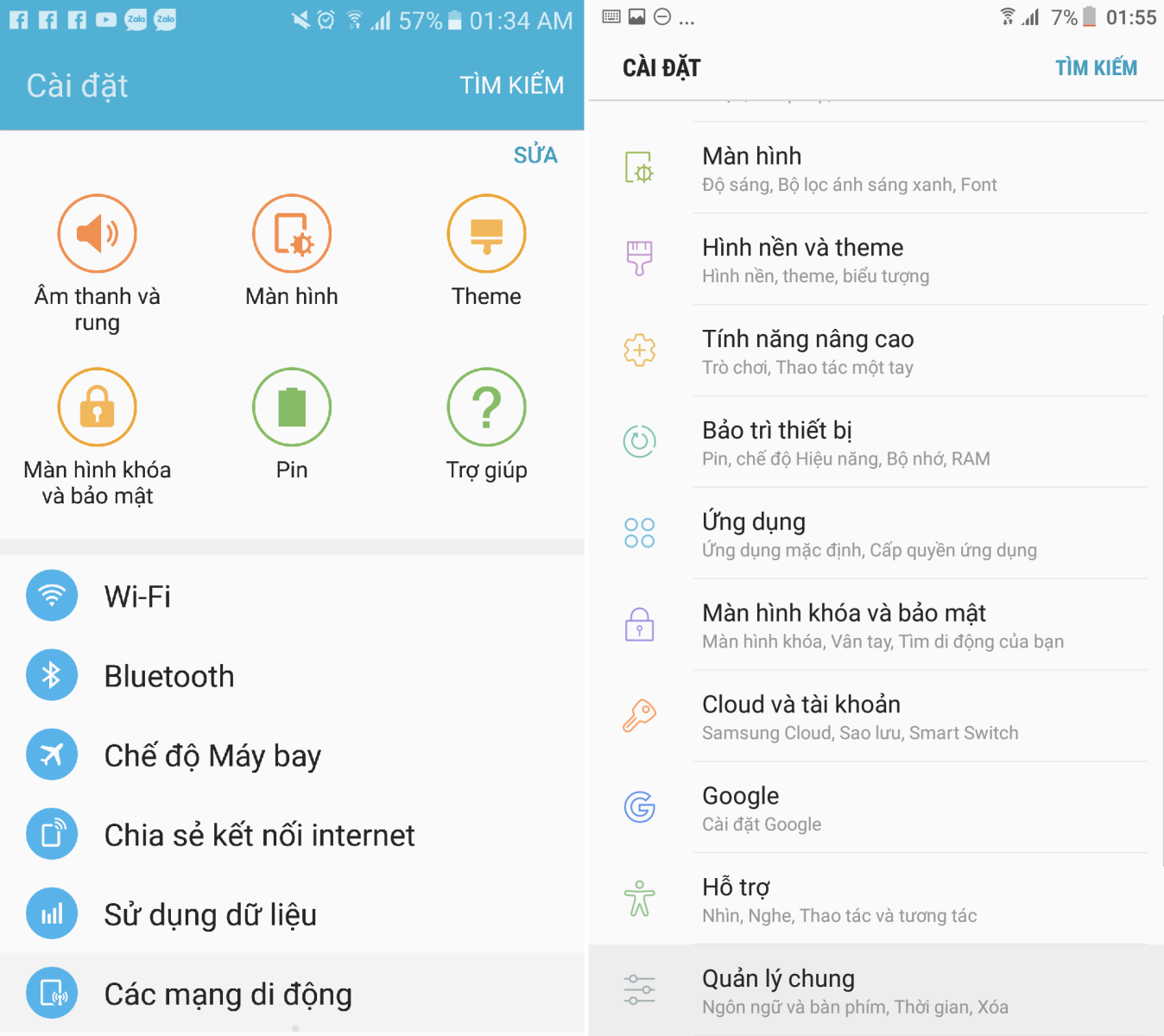 Đánh giá tùy chỉnh Setting trên Samsung Galaxy S7 sau khi được nâng cấp lên Android 7.0