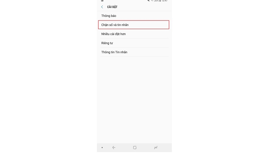 chặn tin nhắn trên Samsung Galaxy S9 và S9+