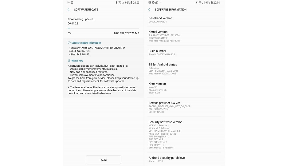 Cập nhật bảo mật Galaxy S9 và S9 Plus