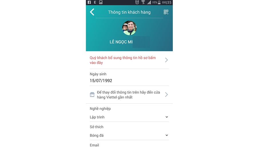 Hướng dẫn bổ sung thông tin thuê bao Viettel