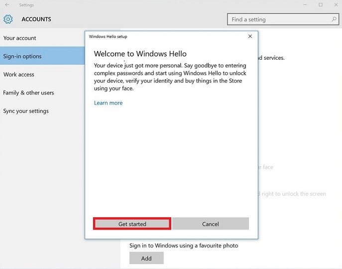 nhận diện khuôn mặt trên windows 10