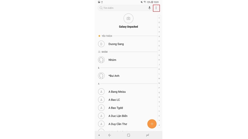 sao chép danh bạ vào Samsung Galaxy S9 và S9 Plus