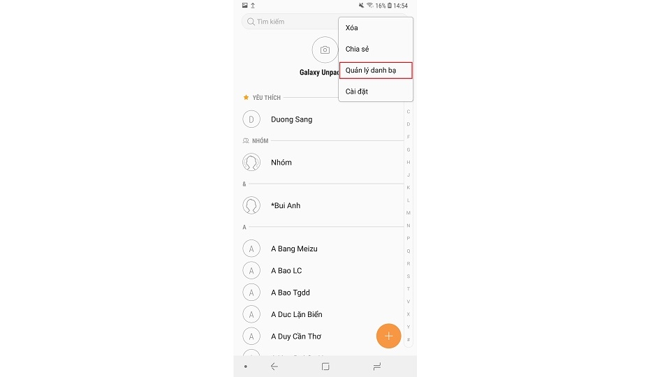 sao chép danh bạ vào Samsung Galaxy S9 và S9 Plus
