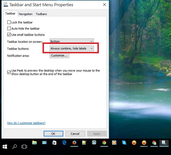 dẫn người dùng cách thu nhỏ thanh taskbar win 10