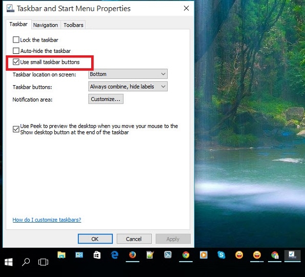 dẫn người dùng cách thu nhỏ thanh taskbar win 10