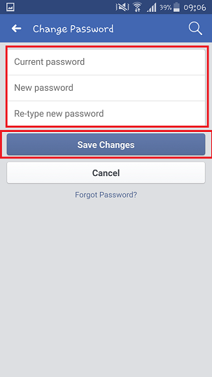 muốn đổi mật khẩu Facebook làm sao