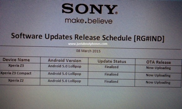 Sony cập nhật Lollipop cho Xperia Z2, Xperia Z3 và Z3 Compact tại Ấn Độ