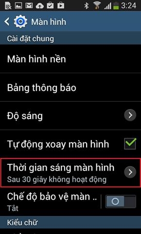 Điều chỉnh thời gian màn hình sáng-2