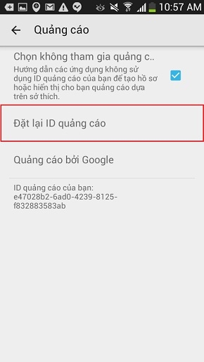 Tắt quảng có trên điện thoại Android