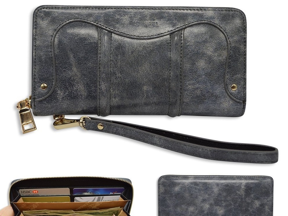Belfen handmade genuine leather zipper wallet case