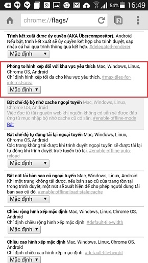Tìm đến mục Phóng to hình xếp đối với khu vực yêu thích.