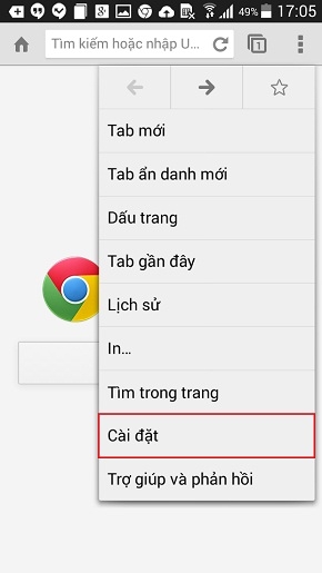 Chọn biểu tượng ba chấm góc phải phía trên màn hình. Chọn Cài đặt.