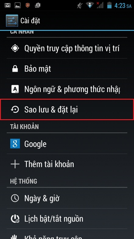 Khôi phục cài đặt gốc cho FPT Life 5