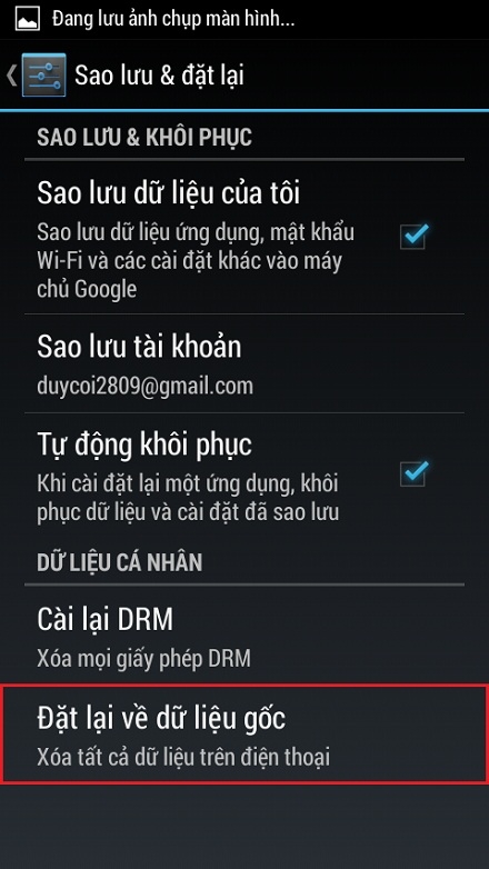 Khôi phục cài đặt gốc cho FPT Life 5