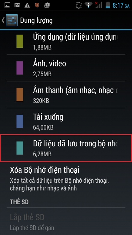 Giải phóng bộ nhớ trên FPT Life 5