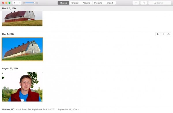 Giao diện ứng dụng Photos trên OS X Yosemite