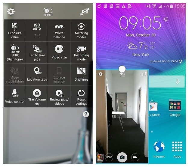 Cài đặt camera trên Galaxy Note 4