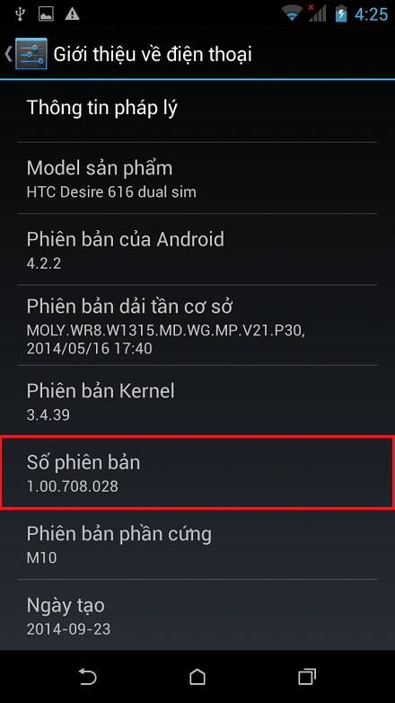 Kích hoạt tính năng nhà phát triển cho HTC Desire 616