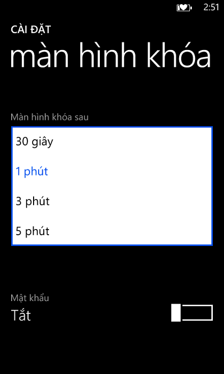 Thay đổi thời gian sáng màn hình trên Nokia Lumia 625