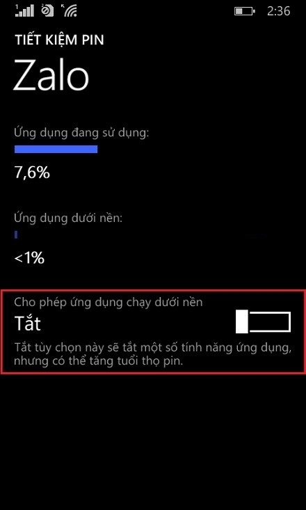 Tắt tác vụ nền trên Nokia Lumia