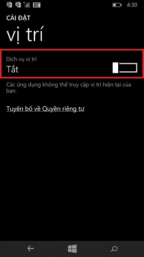 Tắt tính năng định vị
