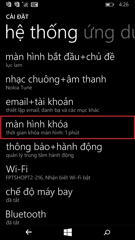Thay đổi thời gian sáng màn hình trên Nokia Lumia 625