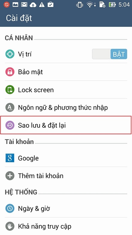 Khôi phục cài đặt gốc trên máy