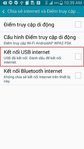 Chia sẻ internet trên PC chạy Window qua cáp Usb