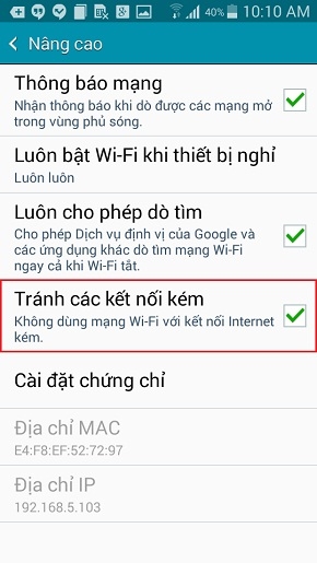 Tránh các kết nối Wi-Fi kém